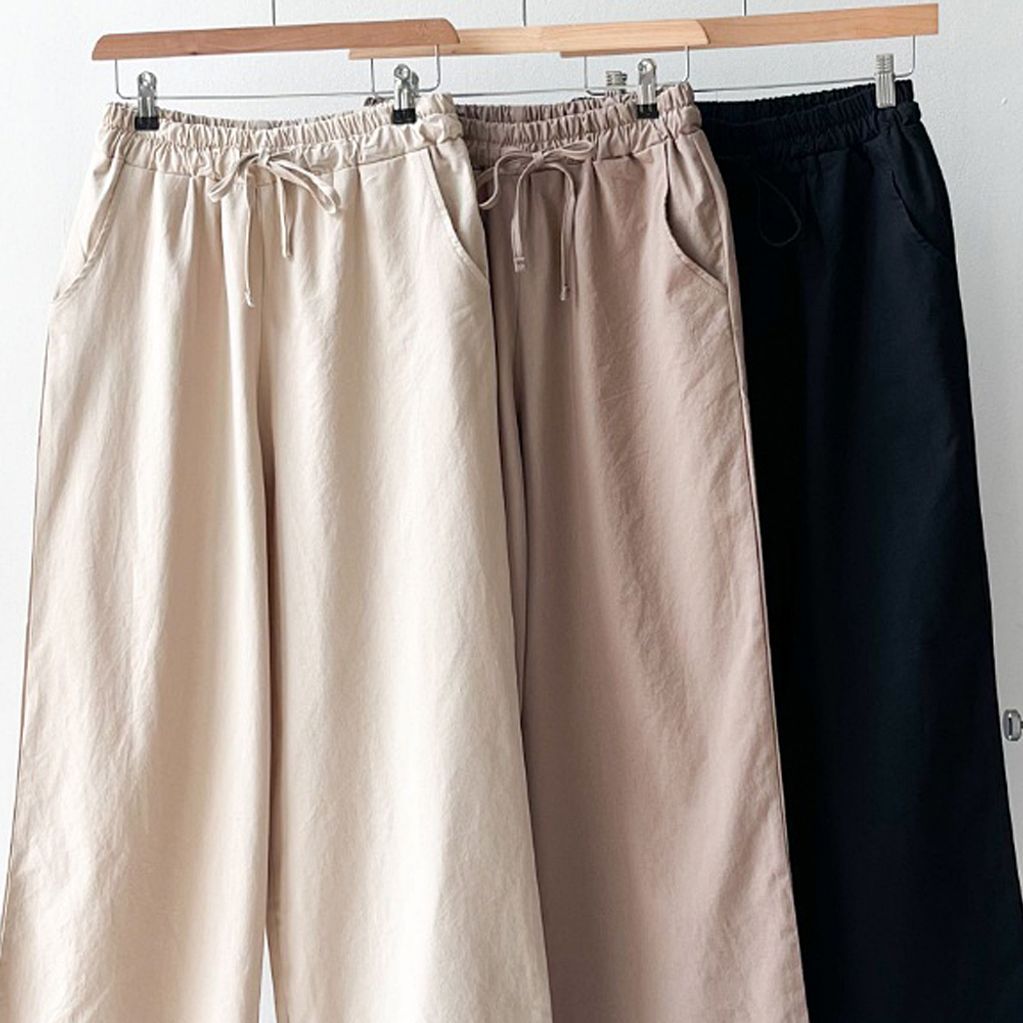 로끈밴딩린넨통바지 빅사이즈미시옷 여성큰옷 마담
