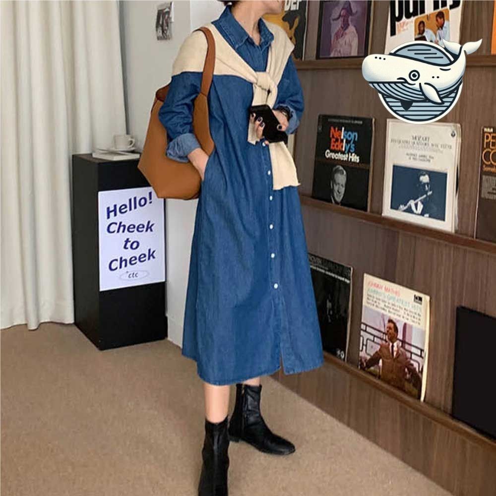은은한 광택 롱셔츠 원피스 스타일 편안한