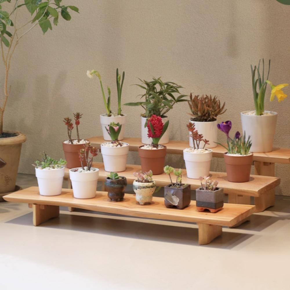 원목 화분 진열대 선반 우드 인테리어 90cm 3p