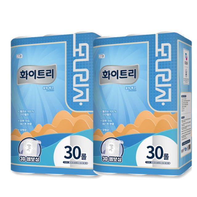 모나리자 화장지 천연펄프 블랑 에코 3겹 30롤+30롤