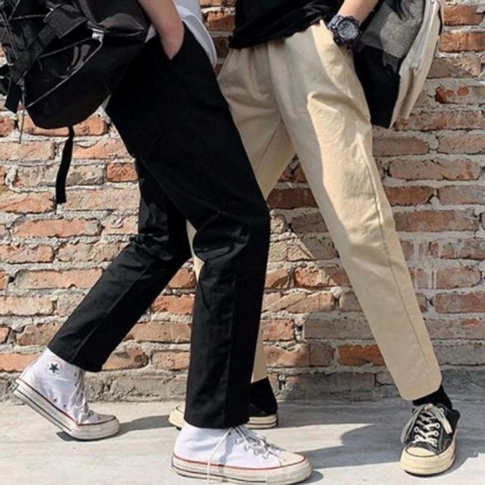 10부팬츠 남자면바지 캐주얼 일자바지 남성 면 남자