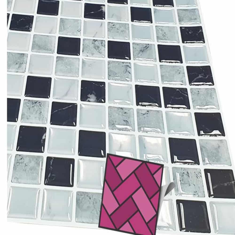 부착식 타일스티커(바둑판) 타일시트지 타일시트