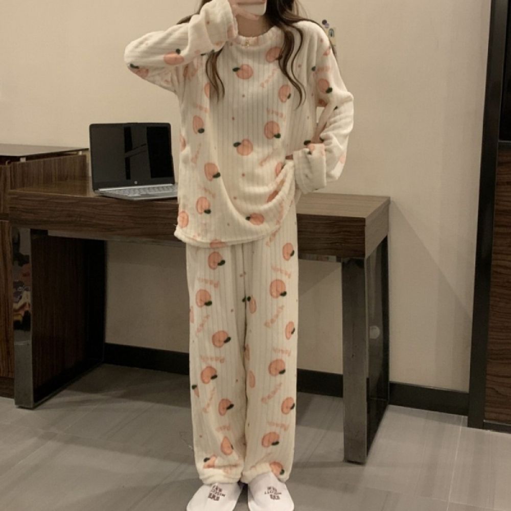 여성 잠옷 신혼 상하의세트 아이보리 피치 골지