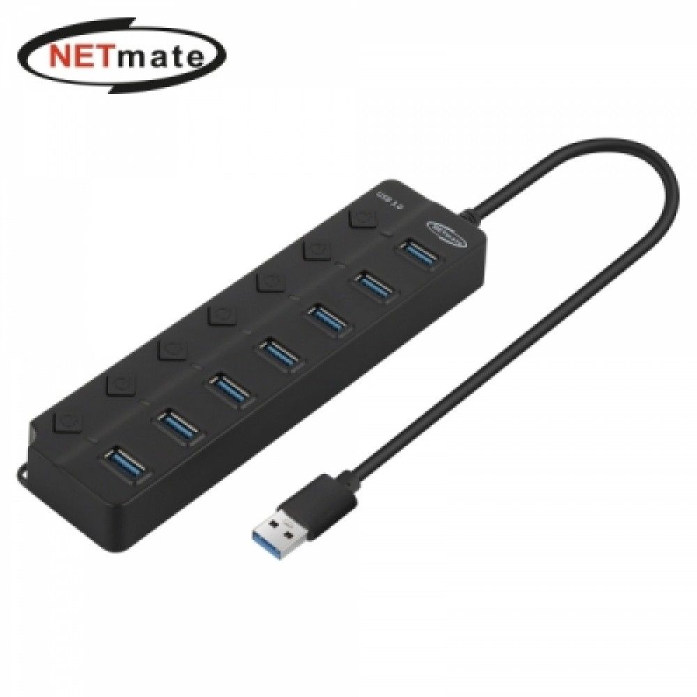 넷메이트 NMJSUBA307 USB3.0 7포트 허브 블랙