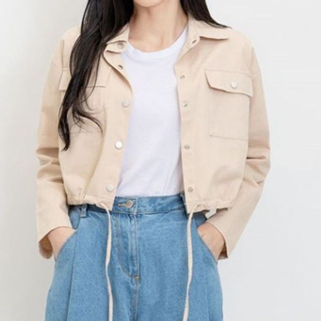 카라넥 자켓 크롭 카라 여성 숏 점퍼 여자 누