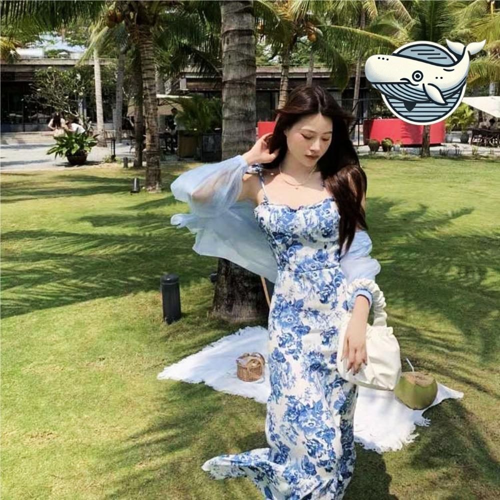 여름 꽃무늬 롱원피스 편안한 휴양지 데일리