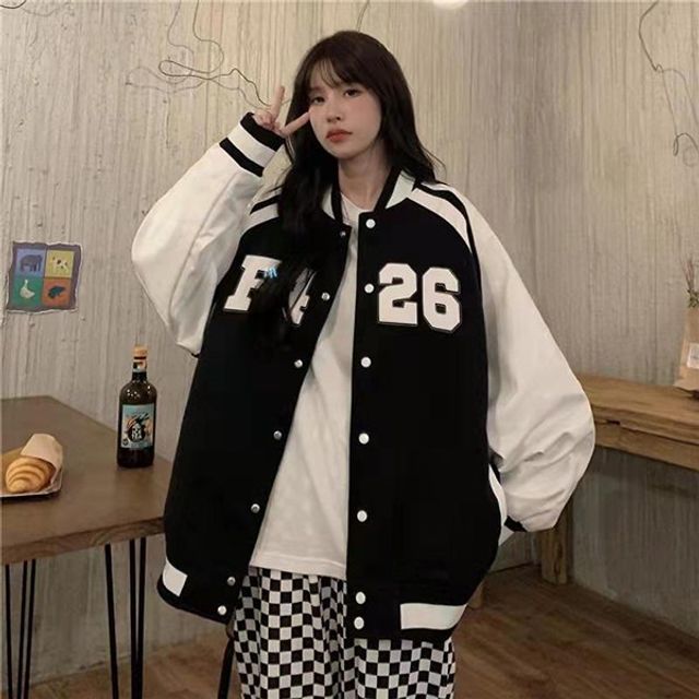 배색 숫자로고 캐주얼 가을점퍼 자켓 LK-J0