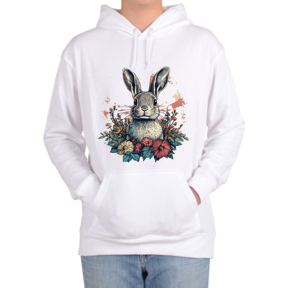 기모후드티 전사이즈 토끼 꽃 술래잡기 RABBIT
