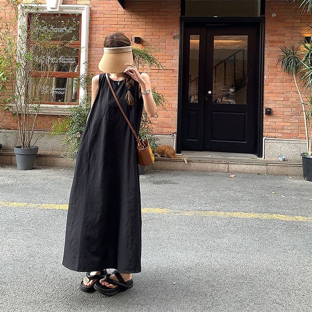 루즈핏 뒷트임 민소매 봄여름 A라인 민소매 원