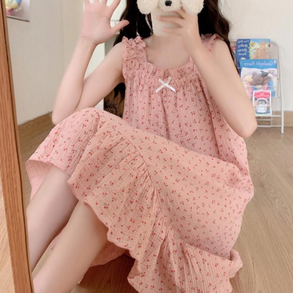 여성 여름 셔링 민소매 원피스 잠옷 홈웨어
