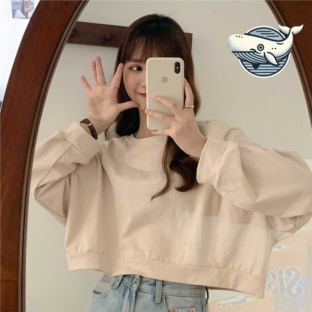 캐주얼 크롭 맨투맨 상의 여성 데일리 기본