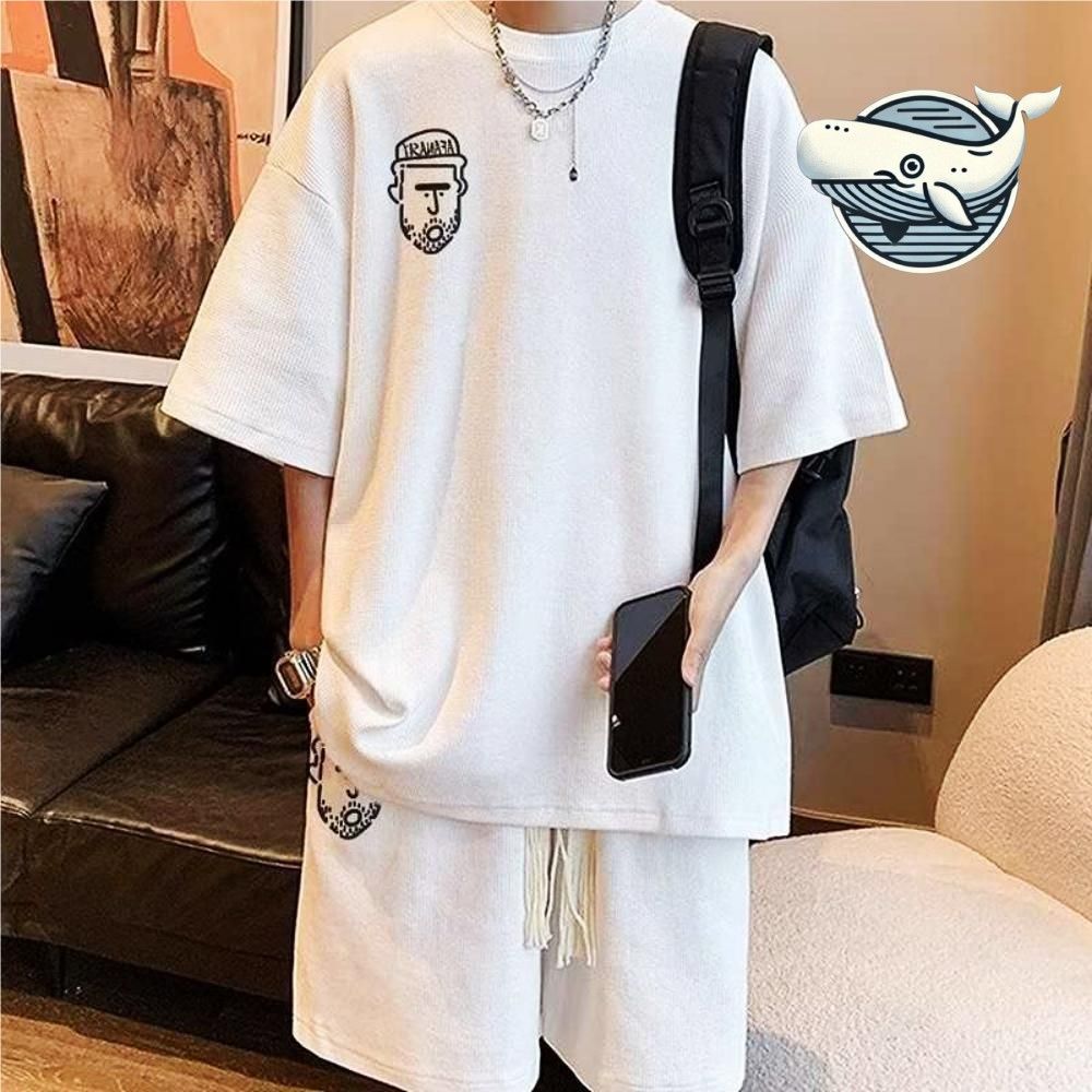 여름 남성 프린팅 트레이닝 반팔 반바지