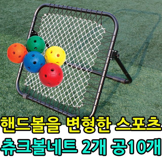 핸드볼을 변형한 스포츠 츄크볼 네트 2개와 공10개