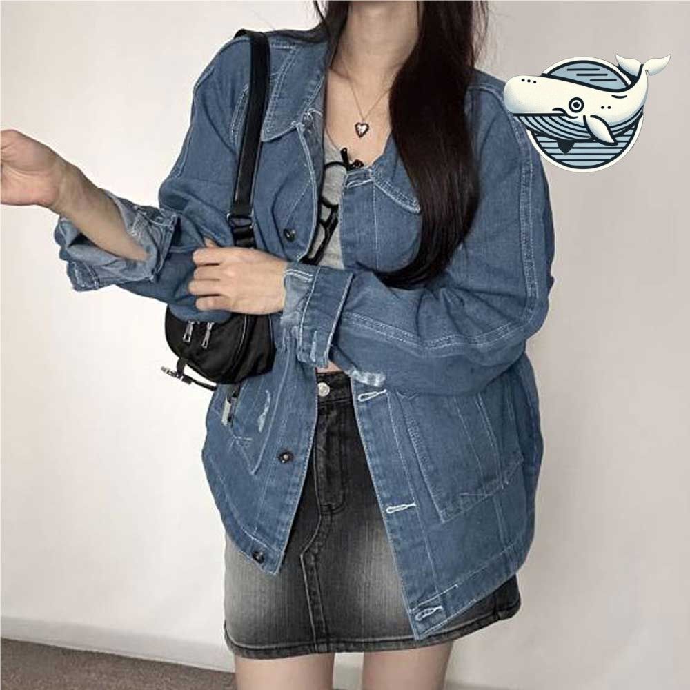 빈티지 루즈핏 청자켓 데님 간절기 가벼운