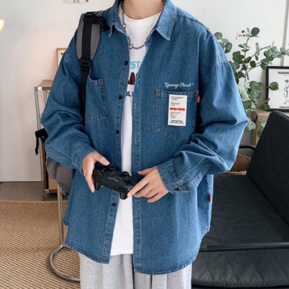 남성 간절기 심플 캐주얼 청자켓 남방 데님자켓