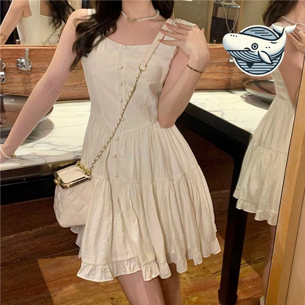 발레코어 스타일 여름 민소매 원피스 프릴 캉캉