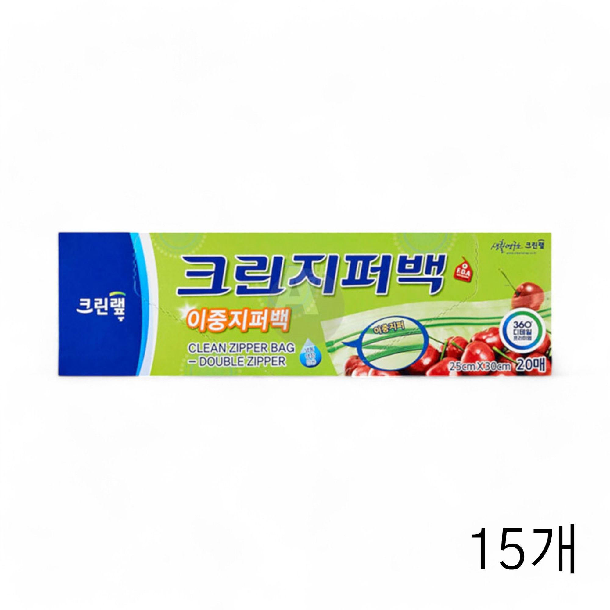 크린랲 크린지퍼백 25X30cm 20매 X 15개 소분봉투