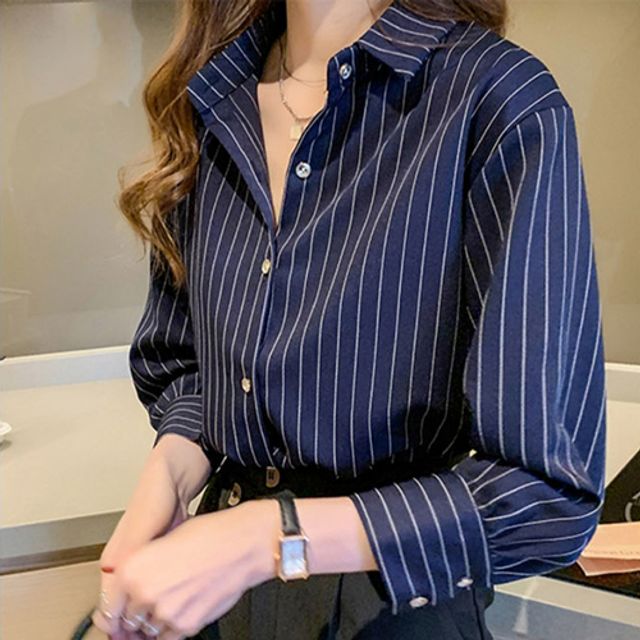 데일리 오피스룩 여자 셔츠 스트라이프 블라우스