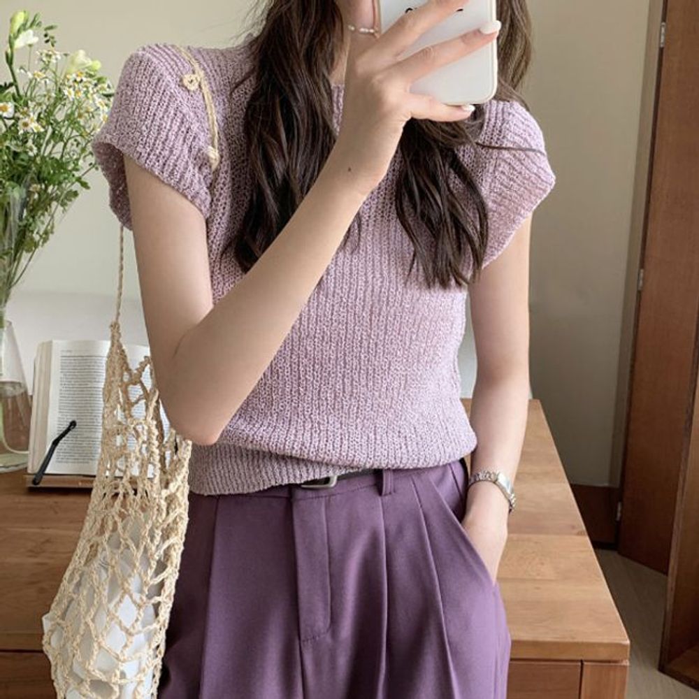 터틀넥 BC 얇은 숄더 깔끔 티셔츠 비즈 무지