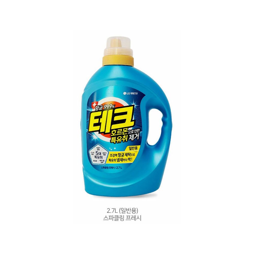꿉꿉함 냄새없는 세탁세제 액체형 테크 스파클링 2.7L