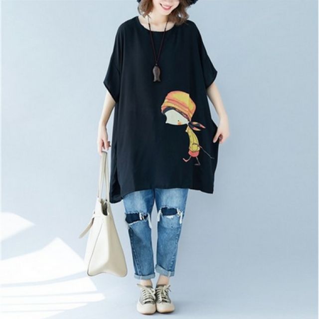 큰언니 여성용 빅사이즈 롱 티 B 0 3 루즈핏 롱티 여