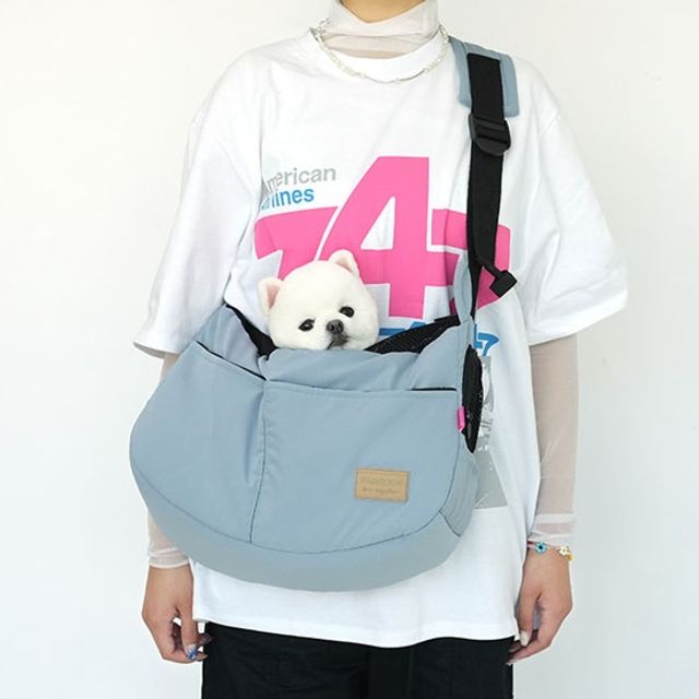 강아지 외출 대중교통 이동가방 애견 슬링백 L