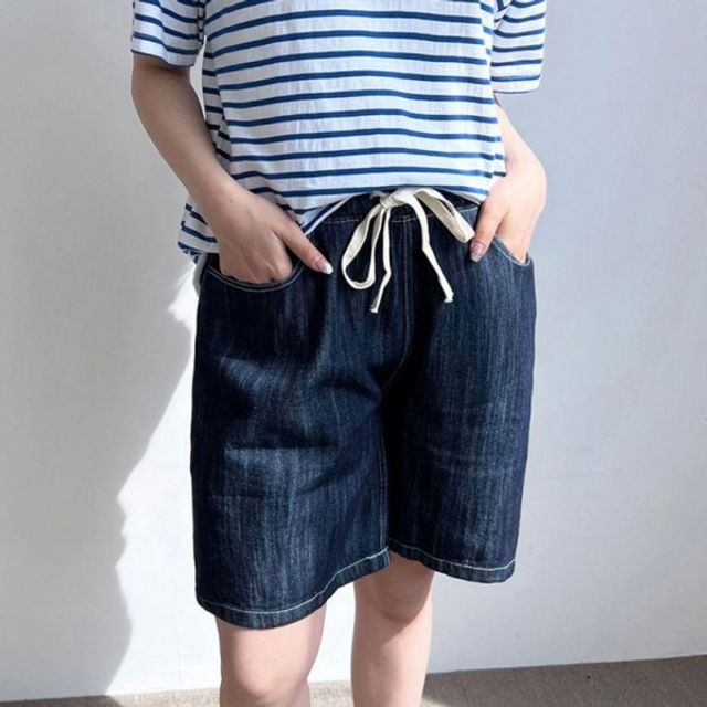 여성 밴딩 허리 기본 린넨 데이 청 편하게 착용 가능
