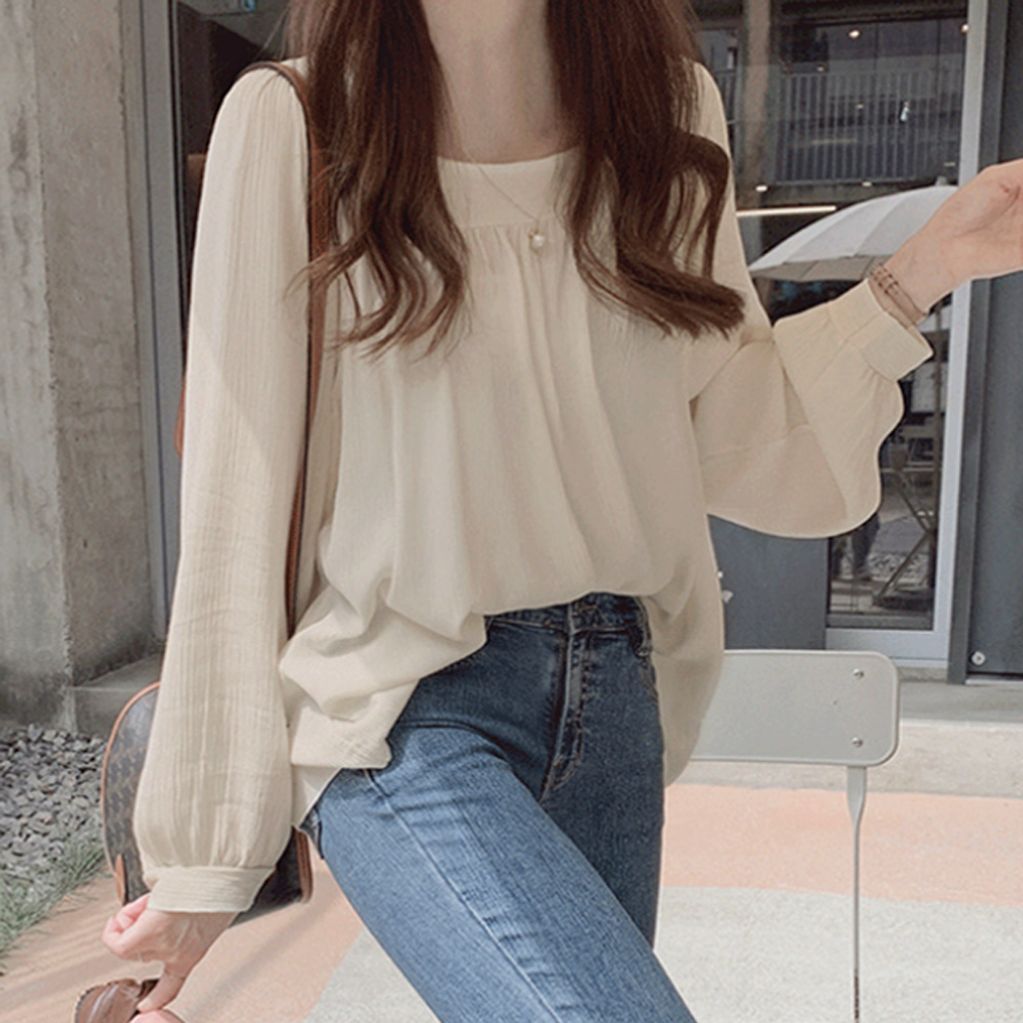 블 인기 가을 긴팔 프릴 쉬폰 봄 감성 블라우
