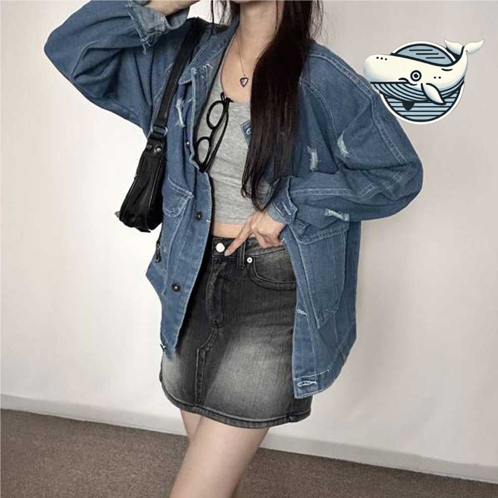 데님 빈티지 스타일 간절기 여성 자켓