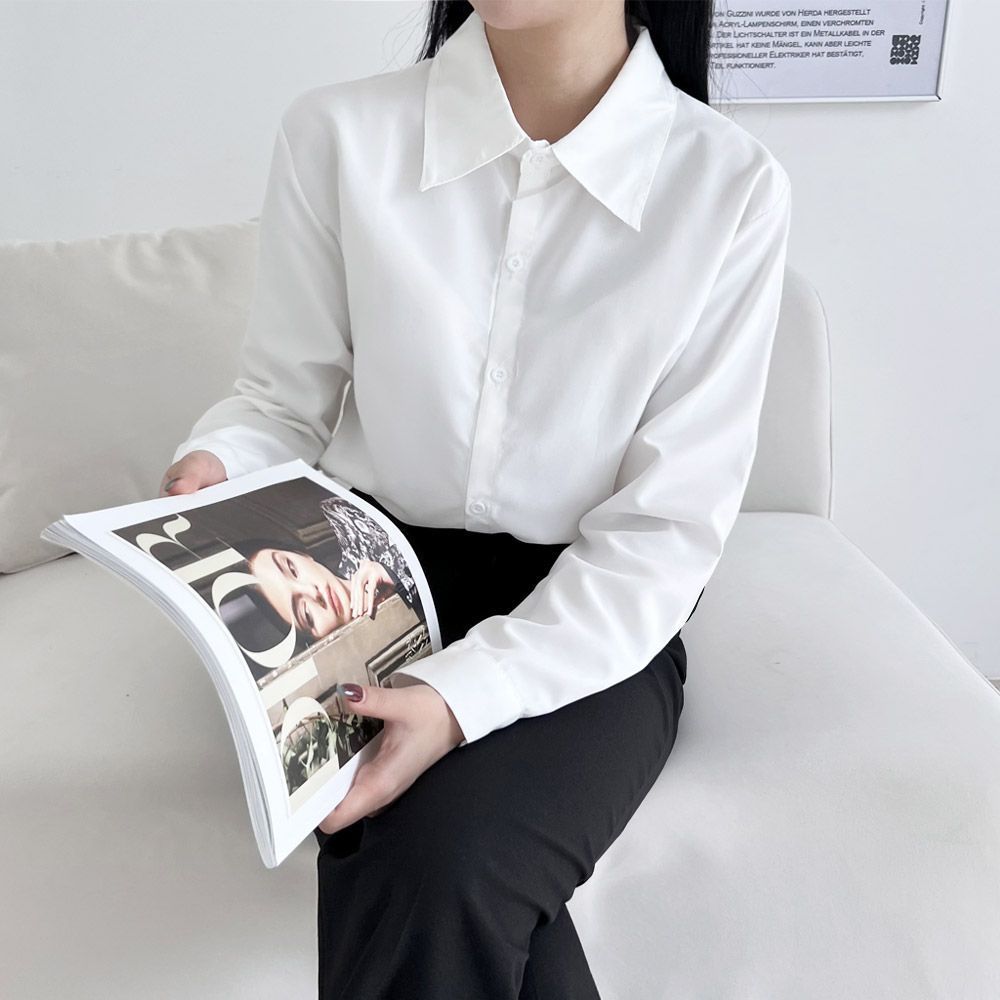 빅카라 남방 셔츠 여자 긴팔남방 블라우스 화이