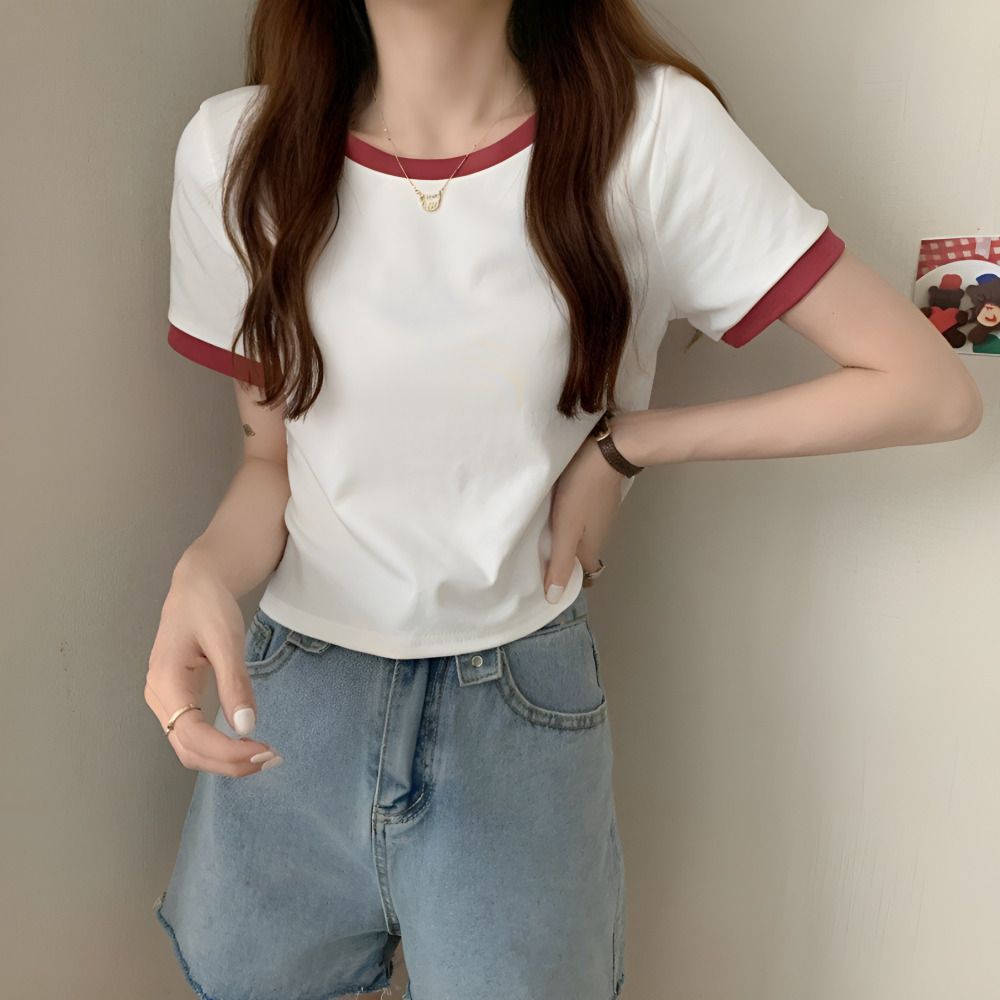 크롭 봄옷 무지 여성의류 US C-240622