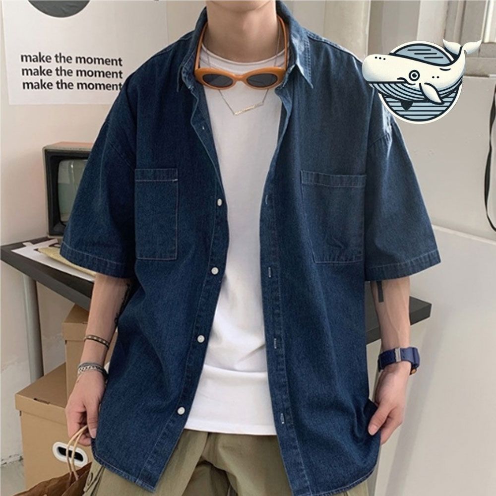 남자 데일리 캐주얼 데님 셔츠 여름 여유핏