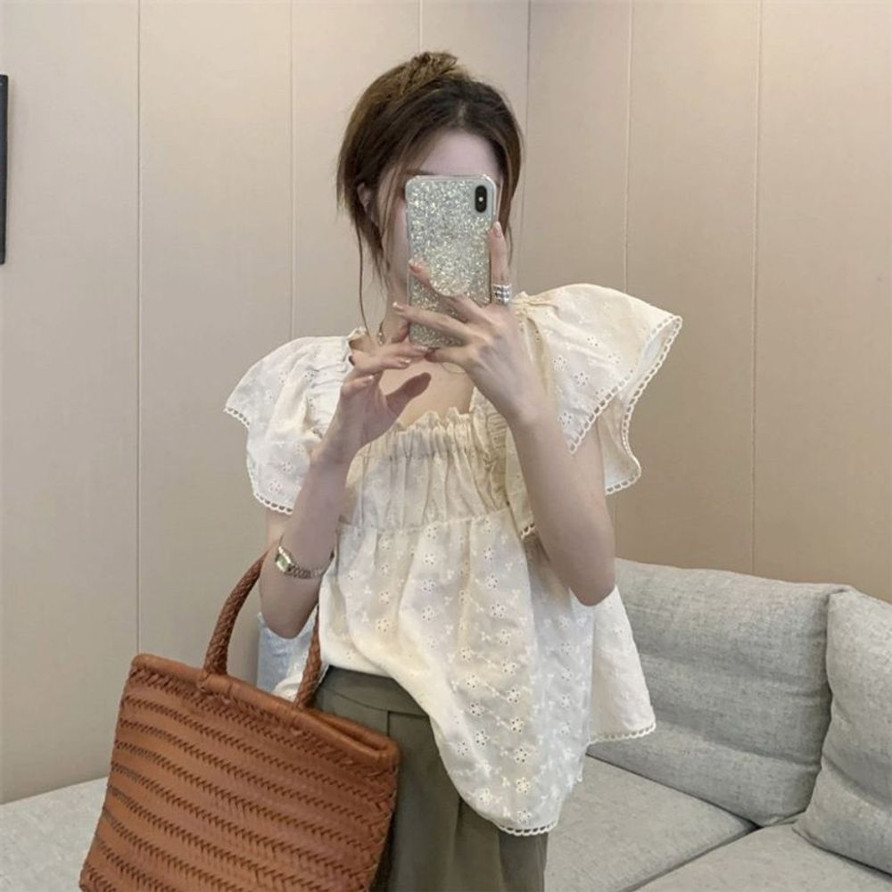 꽃무늬 여자 아이보리 쿨링 토파즈 데스크유니폼