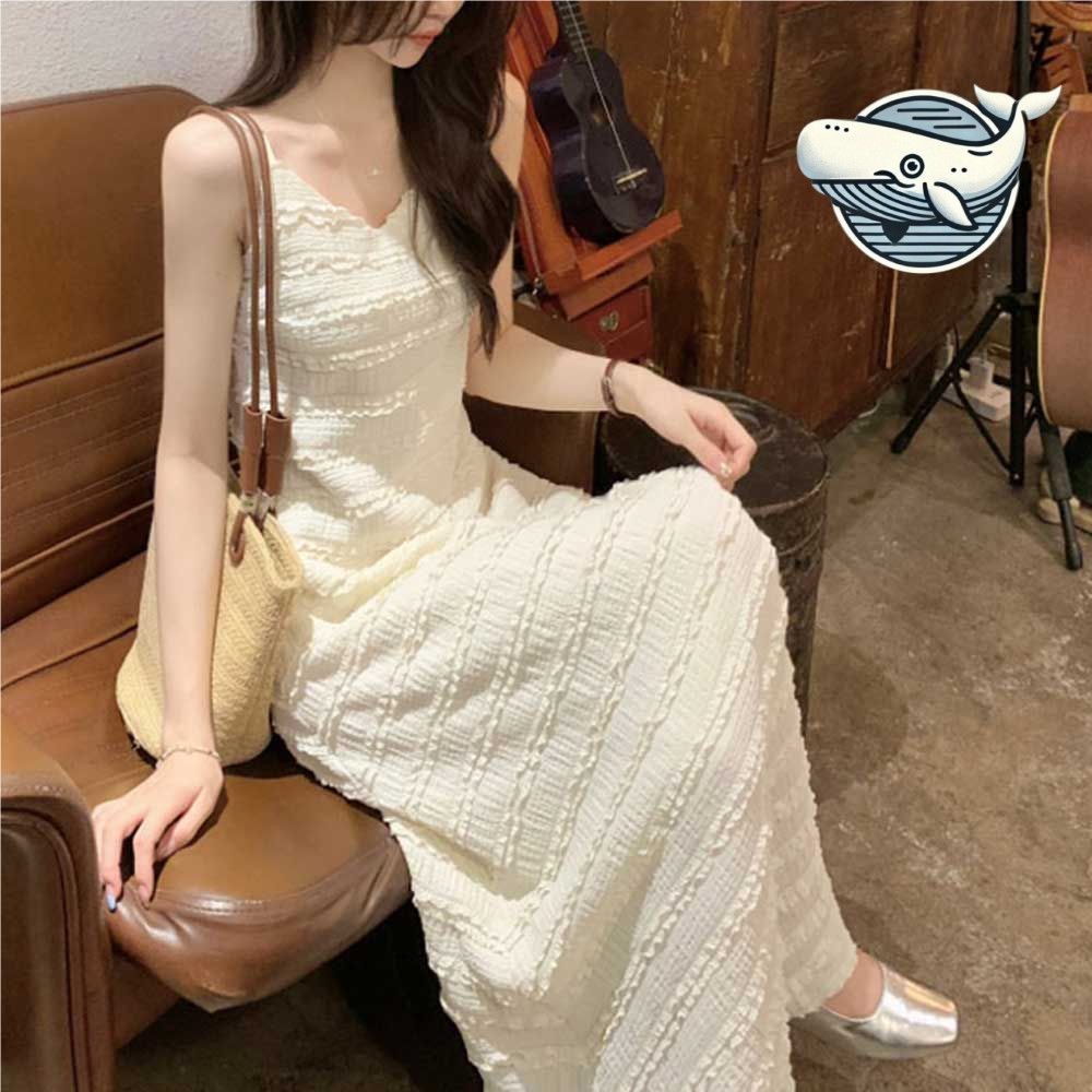브이넥 여름 레이스 롱원피스 민소매 A라인핏