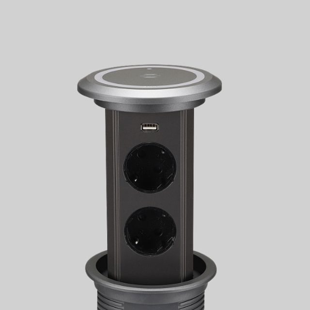 가구 매입콘센트 BIP-100W 다크그레이 팝업 원통형