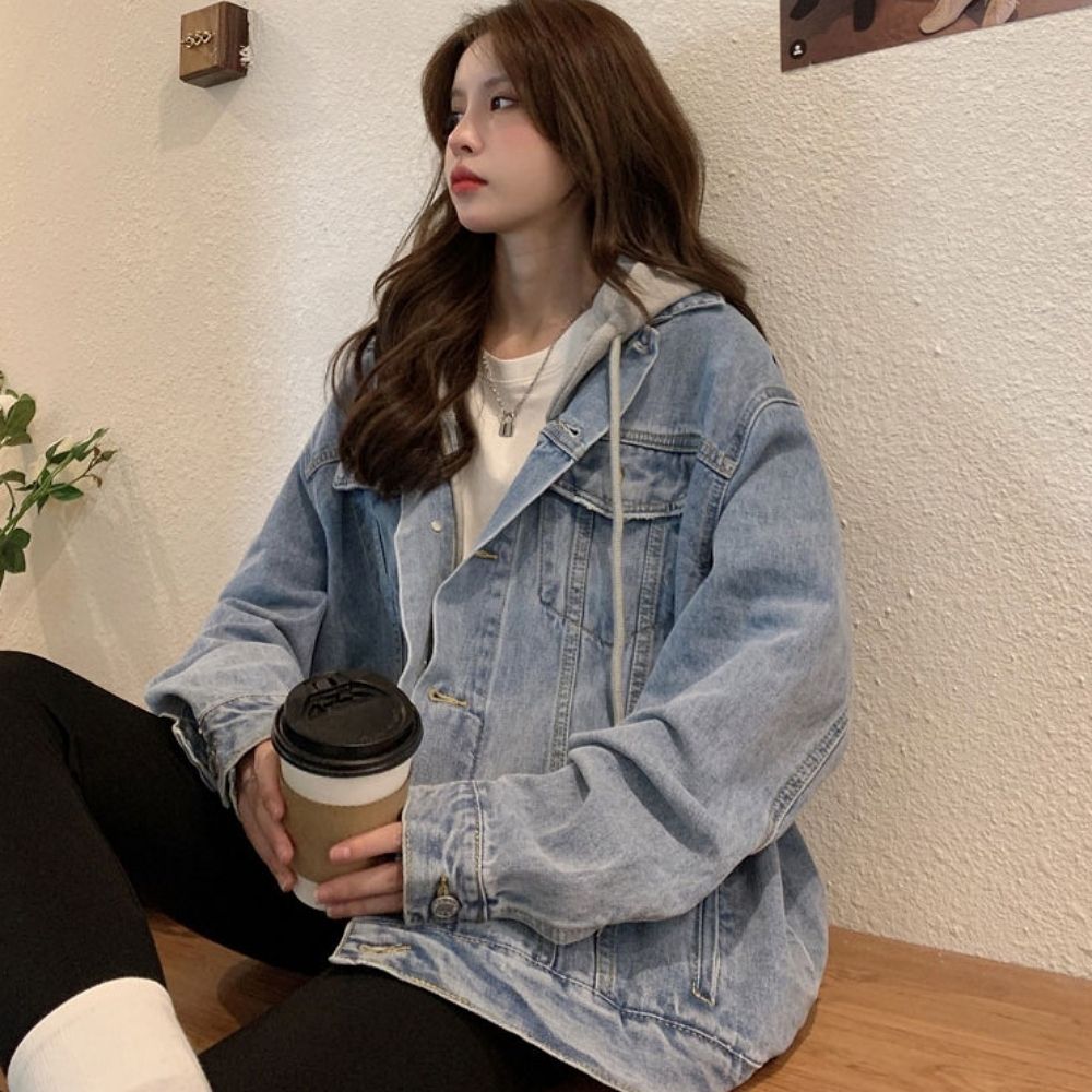 여자 데일리 후드 탈부착 청자켓 871