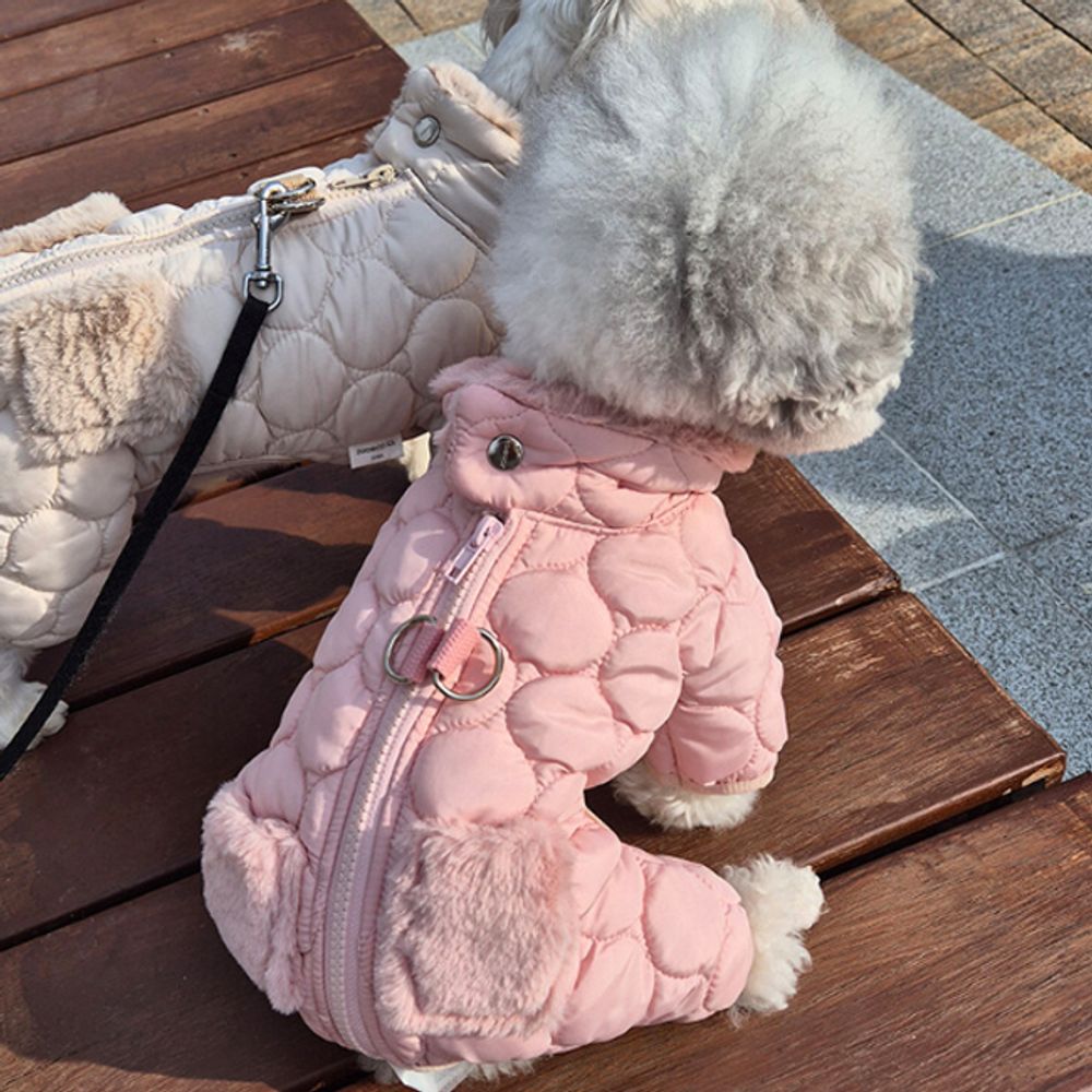 강아지 겨울 포켓 올인원 패딩 2XL 1P 방한 산책 점퍼