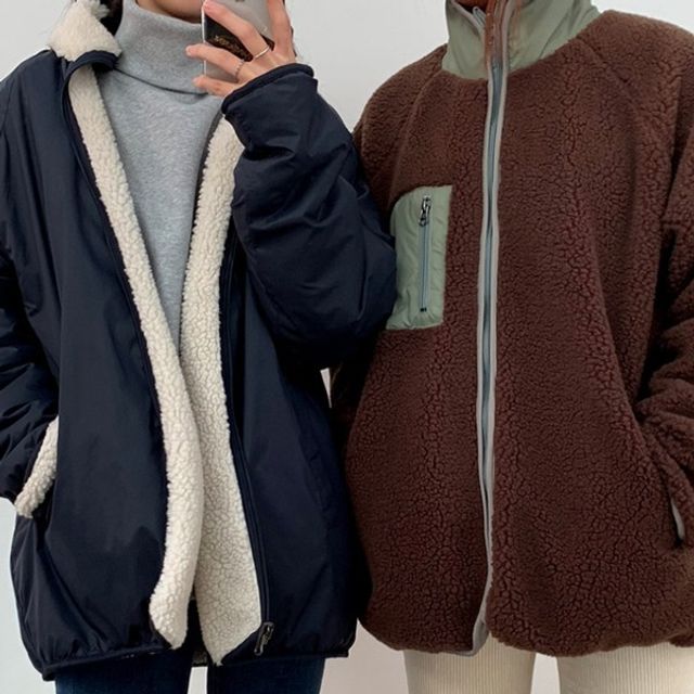양면 남여공용 집업 자켓 후리스 뽀글이 WS-