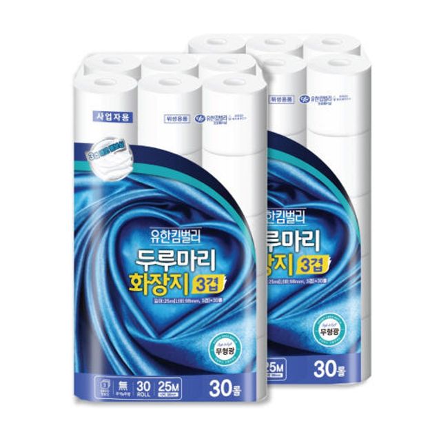 유한킴벌리 3겹 데코엠보싱 롤화장지 25M 30롤x2팩