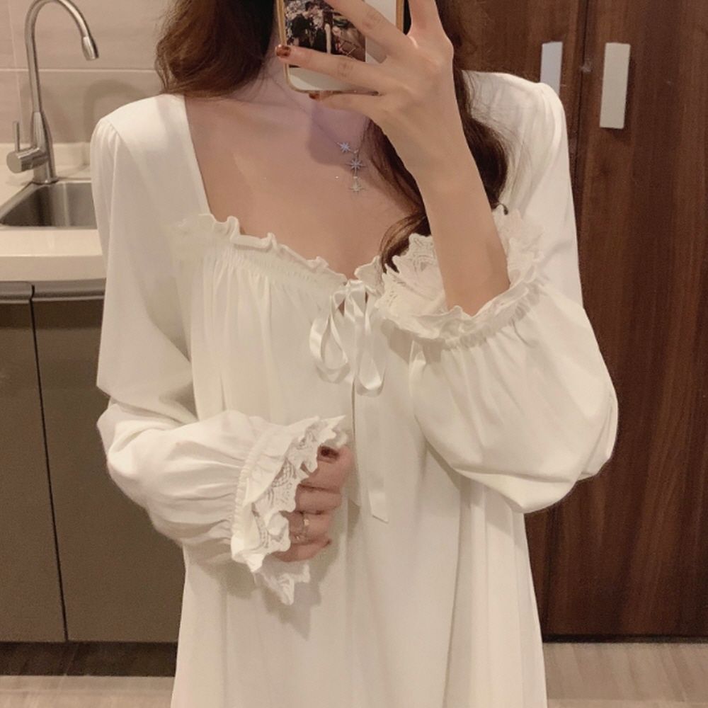 공주 잠옷 실내복 원피스 롱 레이스 G1248
