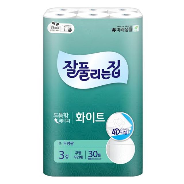 잘풀리는집 화이트 두루마리휴지 3겹화장지 30롤