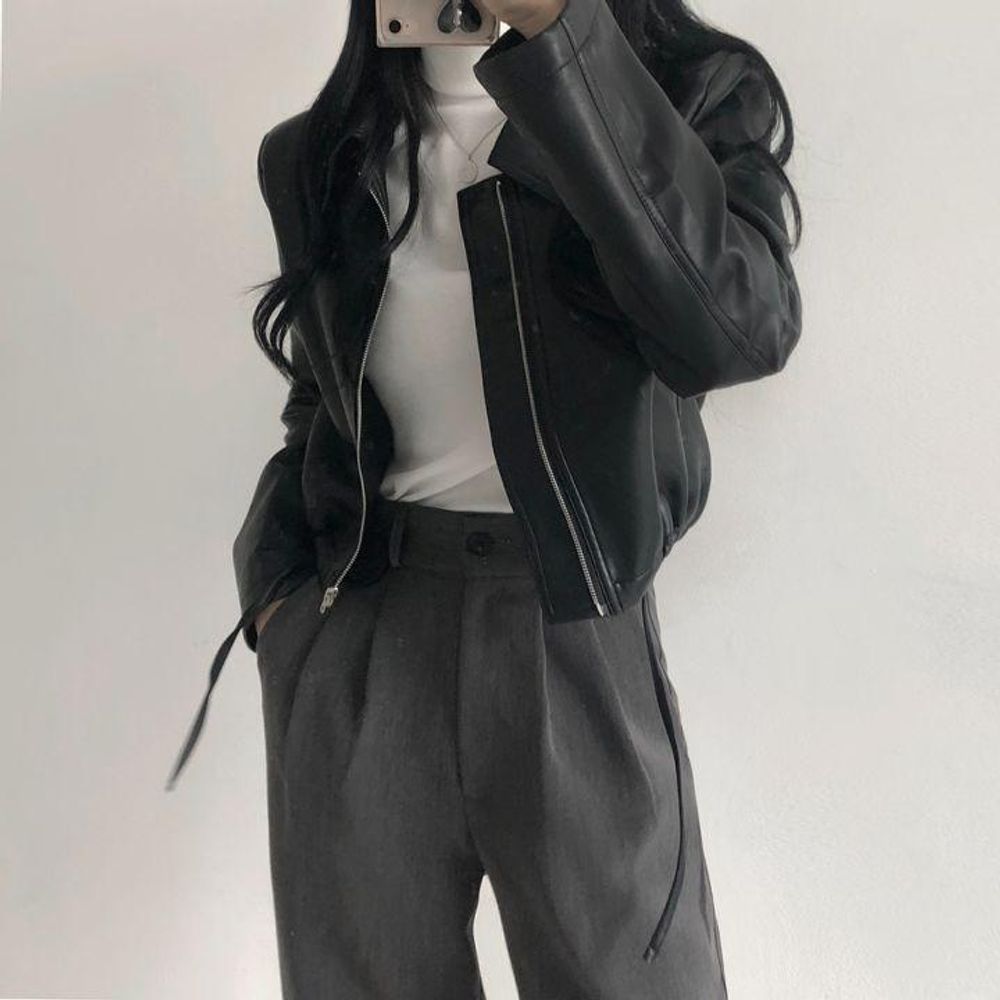 여성 짚업 가죽 자켓 점퍼 2col