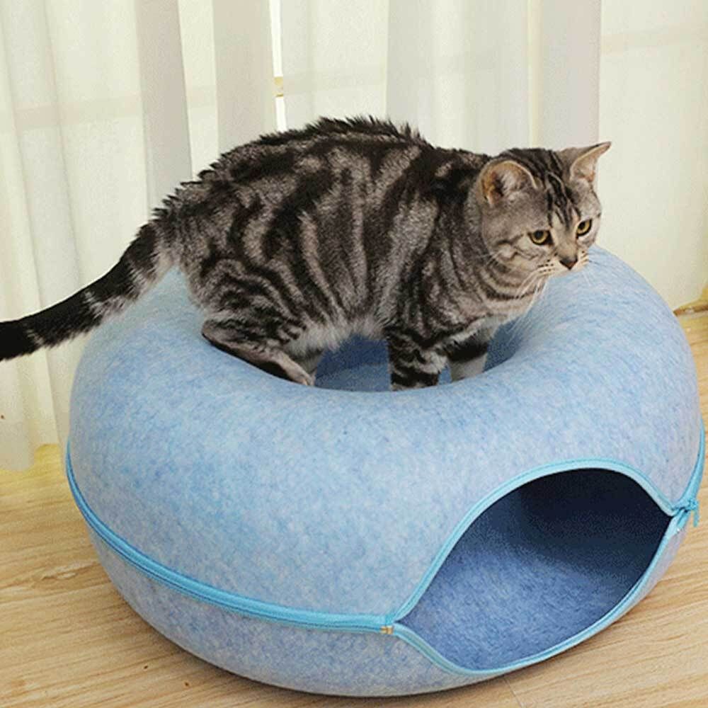 고양이 터널 블루 도넛 50cm 숨숨집 집 도넛숨숨집