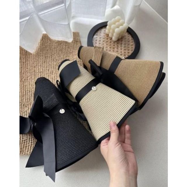 리본 산책 해변 바닷가 벙거지 썬캡 제주도 여름 접히