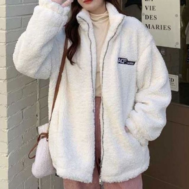 뽀글이 하얀 하얀양털 후리스 잠바 여자 점퍼