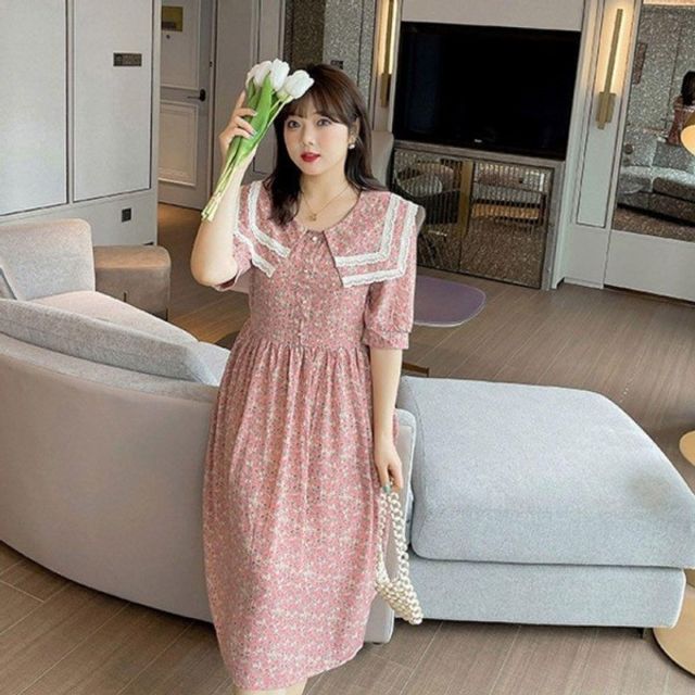 빅카라 화사한 원피스 기본 빅사이즈 데이 반팔 패턴