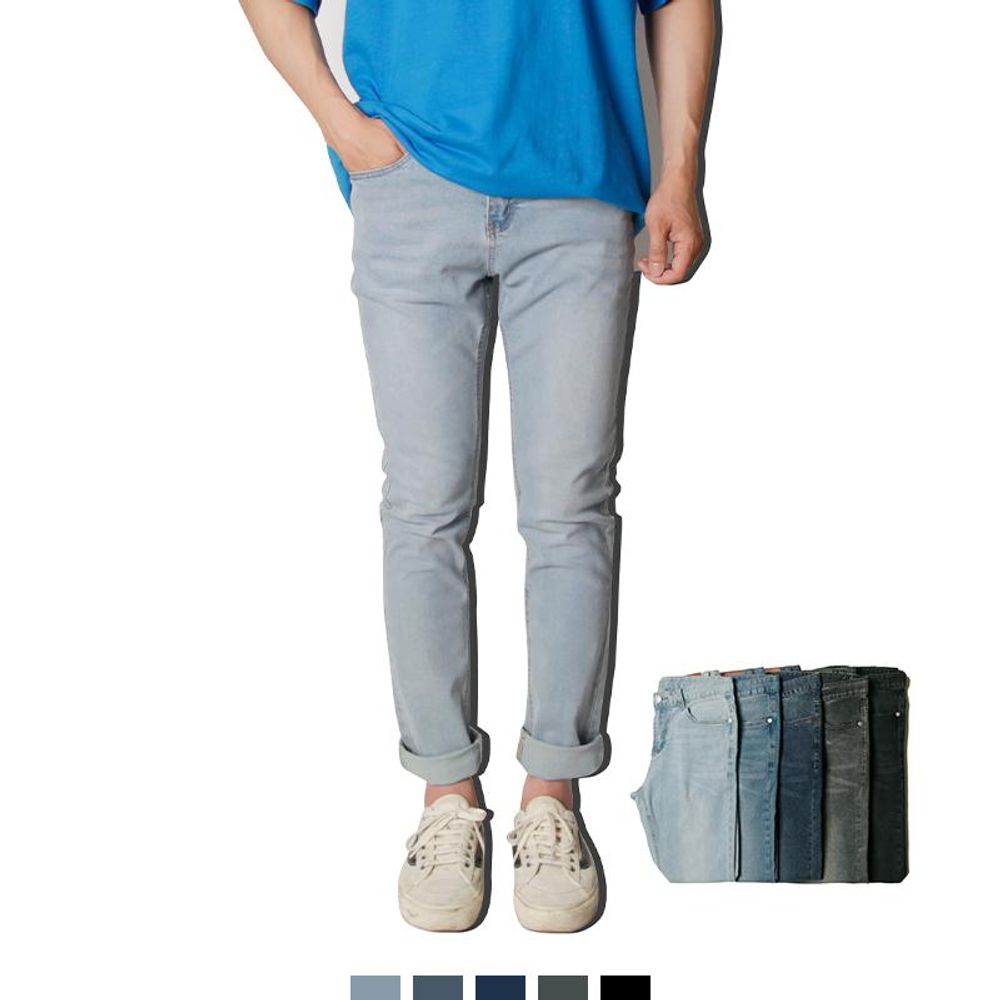 슬림 스트레이트핏 남성 데님 팬츠