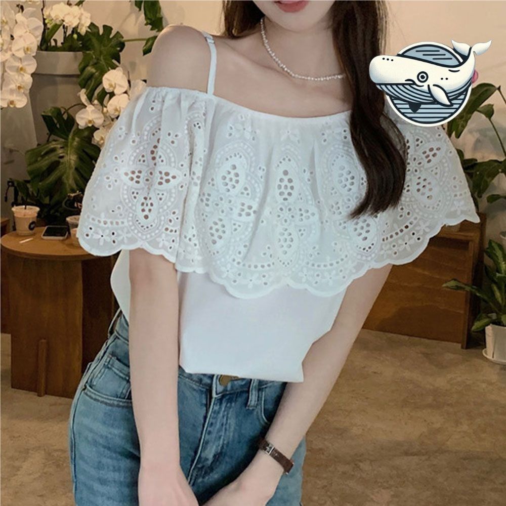 여름 오프숄더 레이스 블라우스 러블리 여친룩
