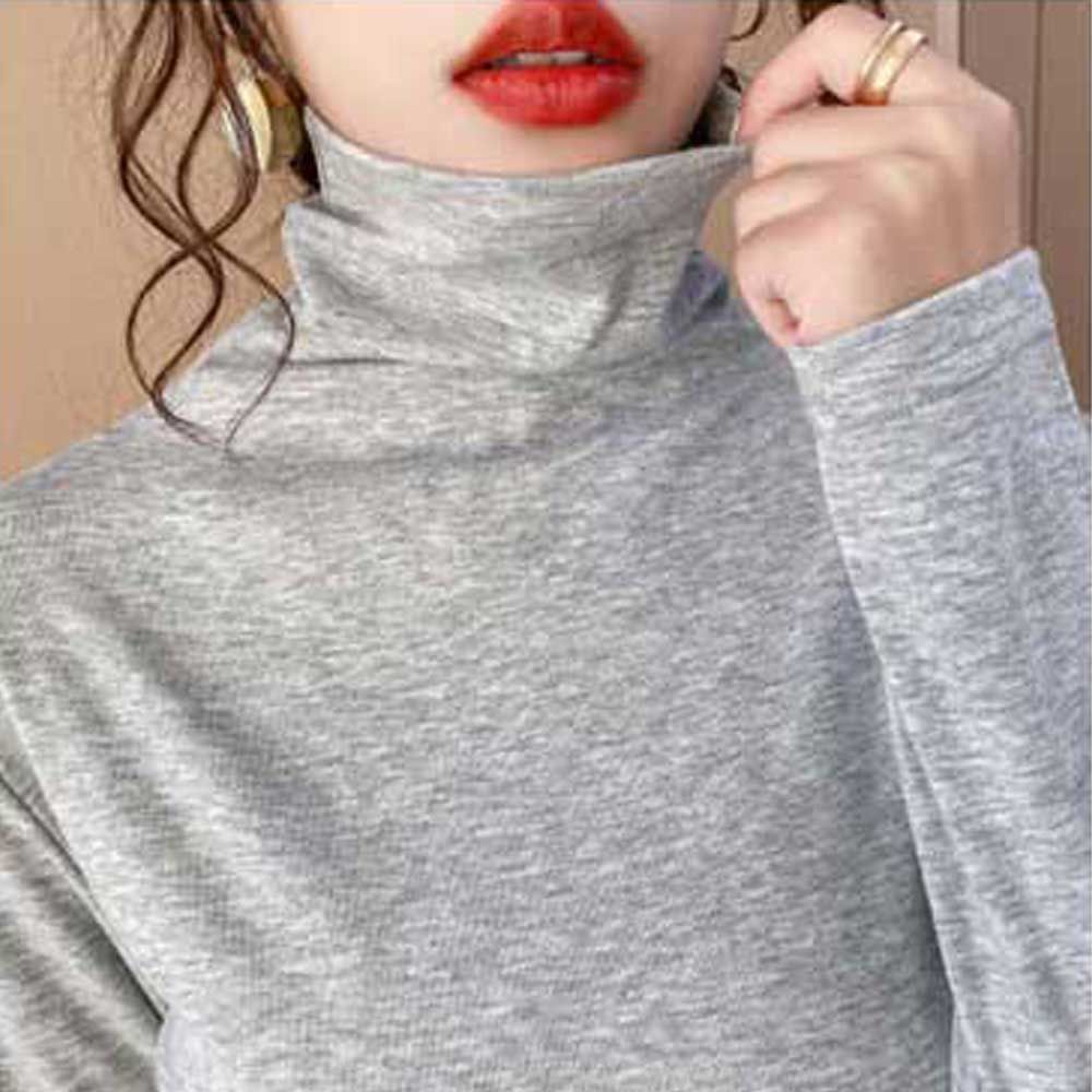여자 면 폴라티 하프 목티 기본 얇은 목폴라