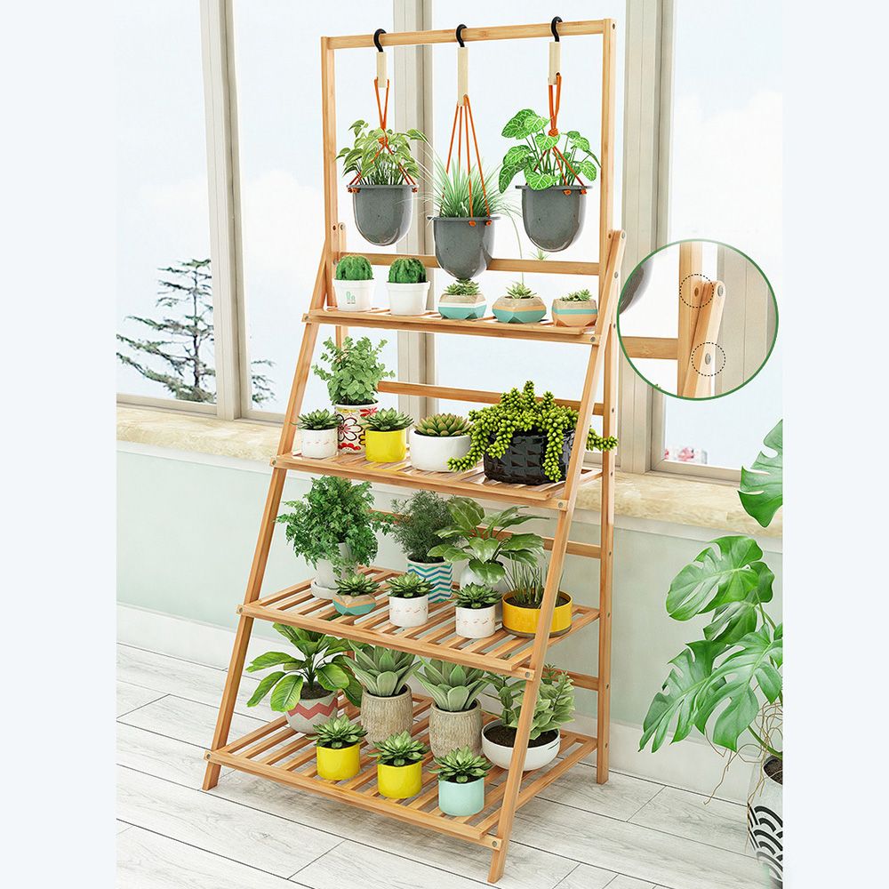 4단 60cm 가드닝 대나무 화분진열대B